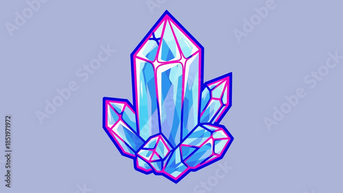 Illustration of a Cluster of Blue and Purple Crystals.