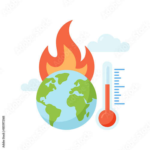 Global Warming Concept with Earth and Rising Thermometer