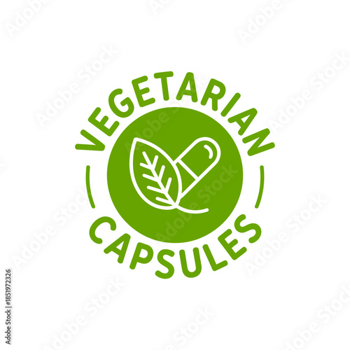 Green Vegetarian Capsules Logo Design for Health Products