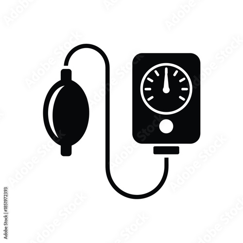 Simple black and white icon of a blood pressure measuring device