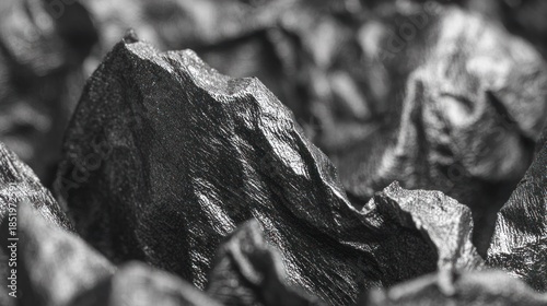 Wallpaper Mural Jagged peaks of intensely textured dark material form an abstract, monochromatic landscape Torontodigital.ca