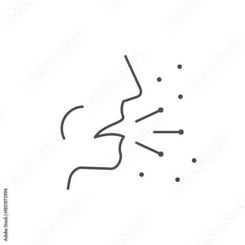 Human cough line outline icon