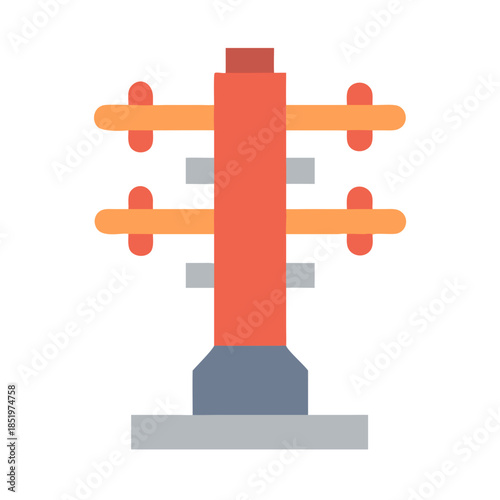 Illustration of an electrical tower structure on black background