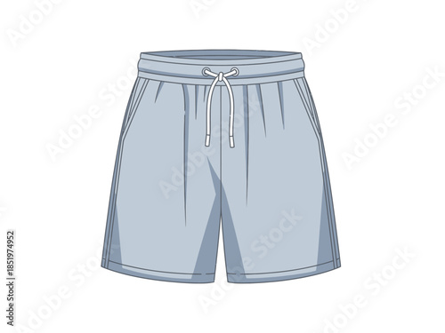 Illustration of Light Blue Shorts for Casual Wear, Featuring a Drawstring Waist and Comfortable Design