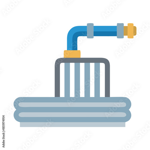 Heating element stock illustration with blue pipe detail