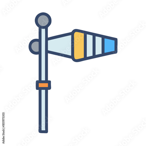 Graphic windsock illustration against a black background illustration