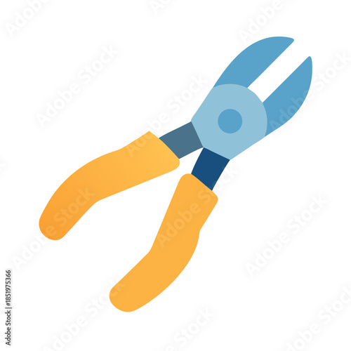 Cartoon side cutters or diagonal pliers on black backdrop