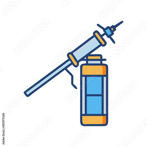 Illustration of sealant gun with cartridge in flat style