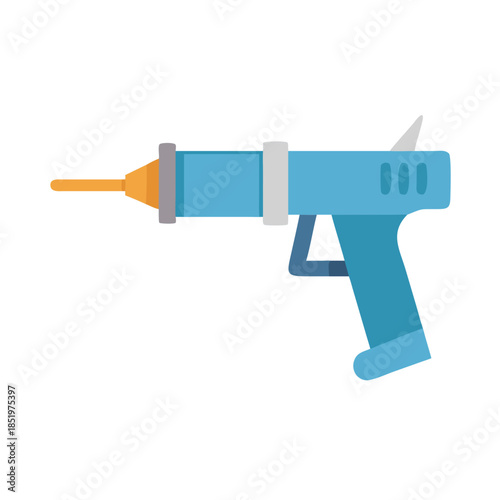 Cartoon caulking gun on black background for construction theme