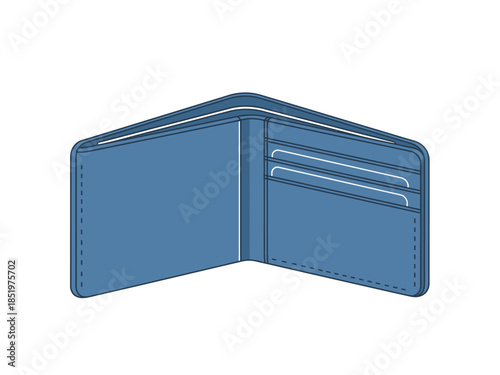 Open Blue Wallet Illustration A Simple Design for Finances, Card Storage, and Everyday Carry