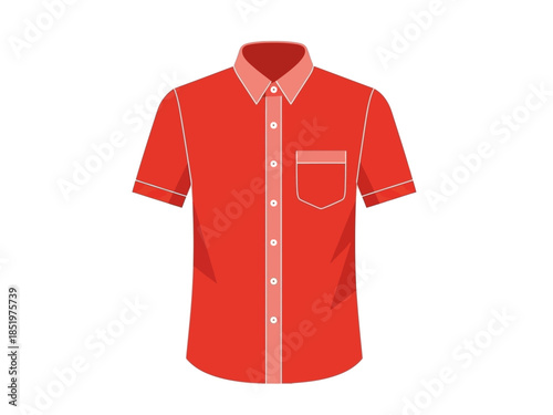 Stylish short-sleeved red shirt, perfect for casual or smart-casual wear, ideal for summer