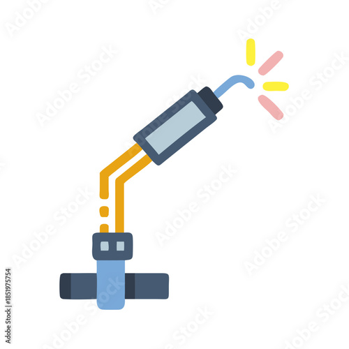 Welding tool with sparks on a black background illustration