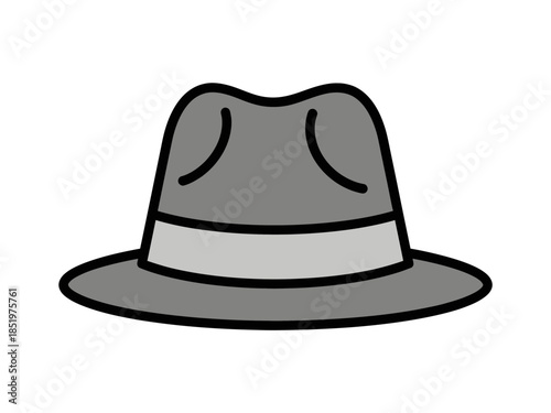 Classic Gray Fedora Hat Illustration Perfect for Fashion and Style Concepts, Isolated on White