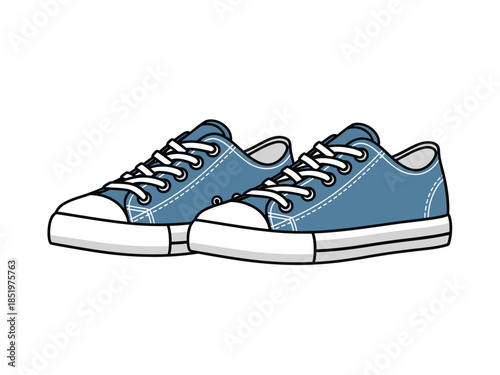 Pair of blue canvas sneakers isolated on white, a casual footwear essential for everyday style and comfort