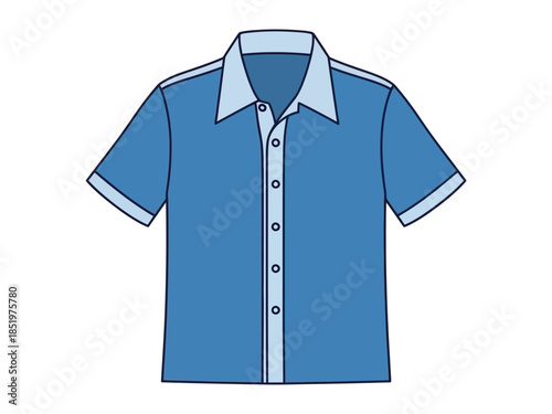 Blue Button-Up Shirt Illustration Stylish, Casual Apparel for Everyday Wear and Fashion Design
