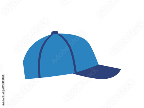 Blue Baseball Cap Illustration Simple Vector Graphic of a Classic Hat Design, Isolated on White