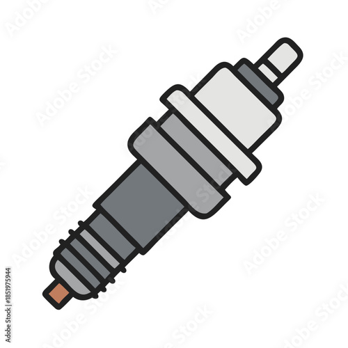 Illustrative spark plug icon against stark black background