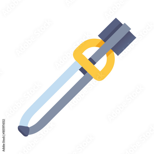 Stylized cable cutter illustration with gold ring on black