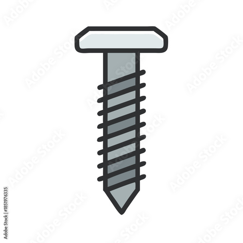 Gray screw with threads on a plain black backdrop