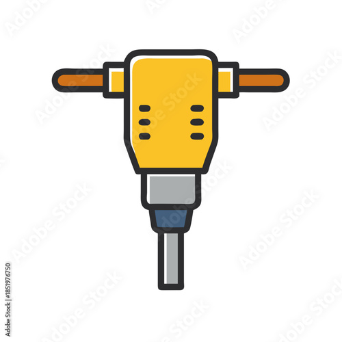 Jackhammer tool construction equipment illustration isolated on black background