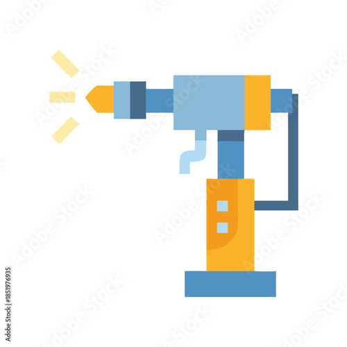 Flat design illustration of a spraying machine against black background