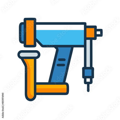 Illustration of nail gun tool on black background
