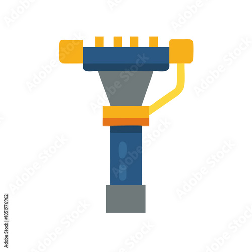 Blue and gold irrigation sprinkler isolated on black background