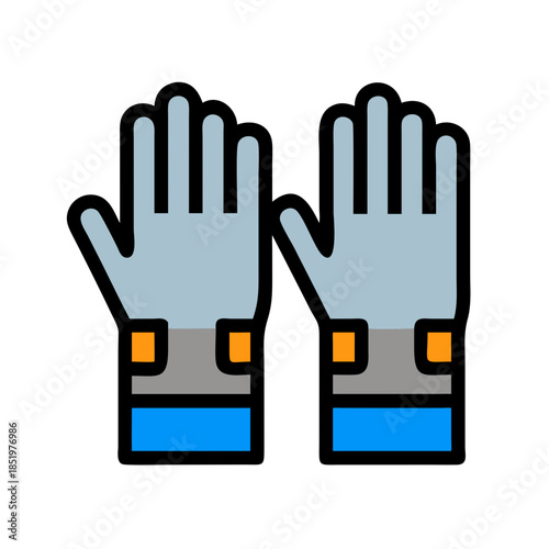 Pair of futuristic robotic gloves in digital art style