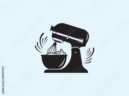 Stylized Stand Mixer Silhouette Showing Smooth Rotation
