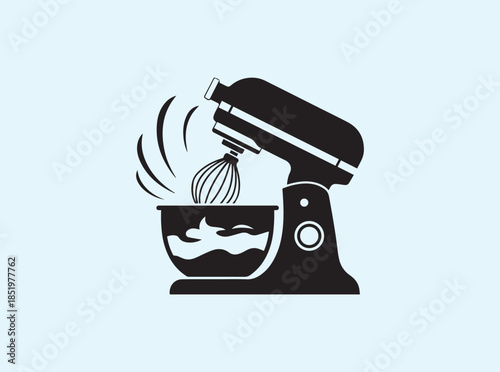 Clean Kitchen Action Stand Mixer Silhouette with Curved Lines
