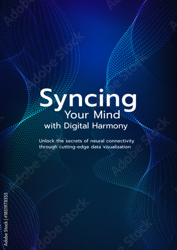 Abstract Blue Particle Mesh Banner for Mental Health and Brainwave Concept