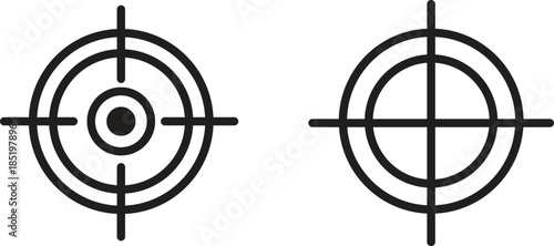 Minimalist target and crosshair icons for goal setting and accuracy concepts