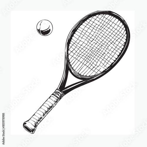 tennis racket with ball