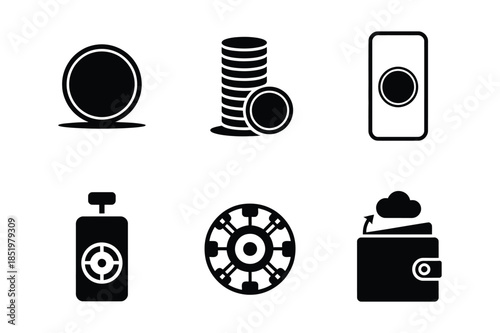 Gambling and casino money game symbols and icons collection