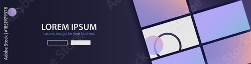 Minimalistic blue banner with business card templates. Web banner template for design.