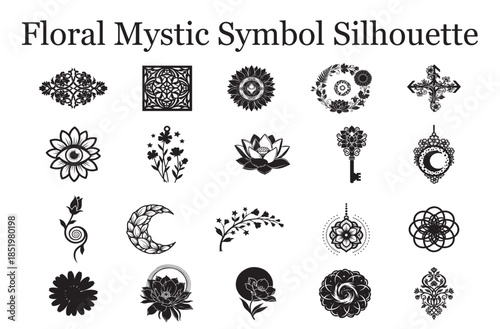 Floral Mystic Symbol Silhouette