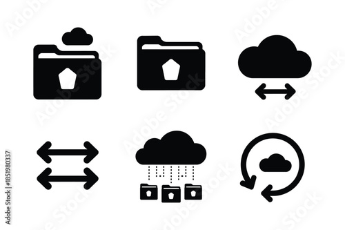 Cloud Computing Data Storage and Sync Interface Icons