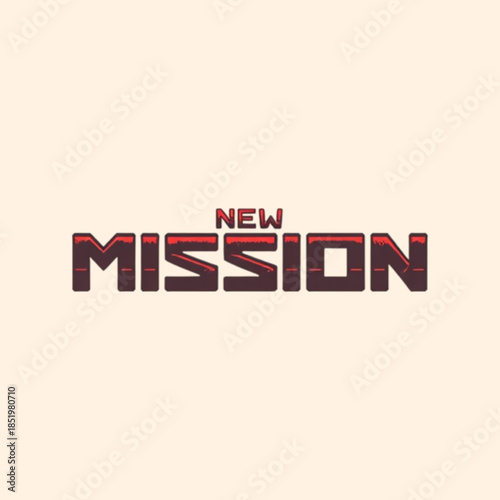 New Mission Text Design. Retro Gaming Style for Goals & Projects.