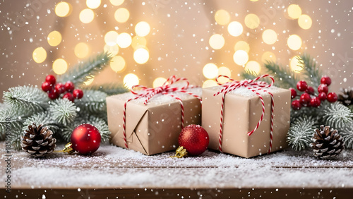 christmas cake with candles and decorations