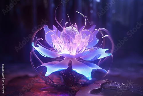 luminous purple flower in the dark