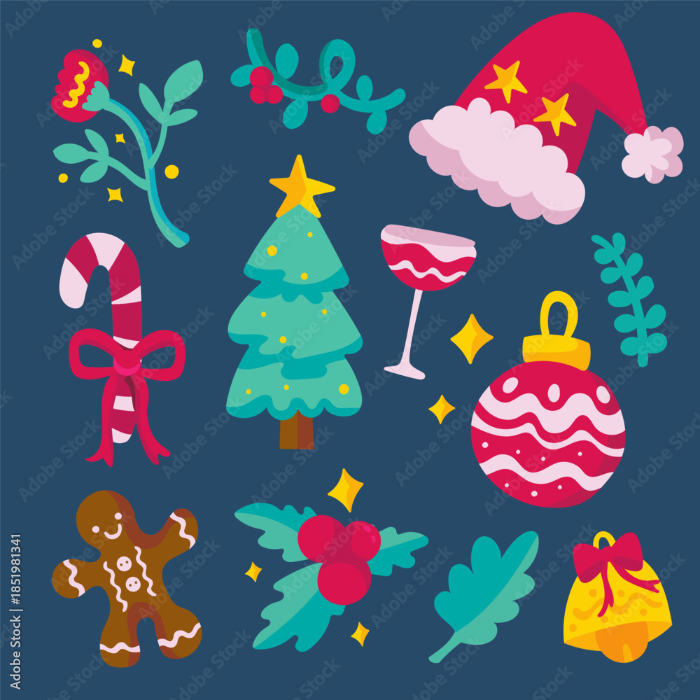 Naklejka premium set of christmas icons