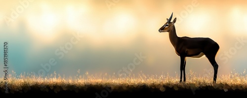 Serene Antelope Standing Gracefully in Soft Sunset Light Vibes