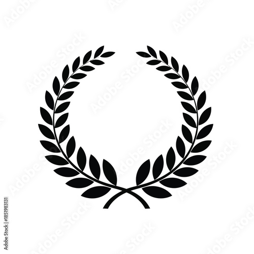 a simple and elegant black and white illustration depicts a circular laurel wreath design symbolizing honor and achievement high quality professional