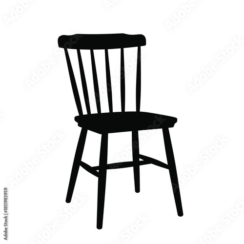 a simple black silhouette of a wooden chair with a ladder back design on a white background high quality professional detailed