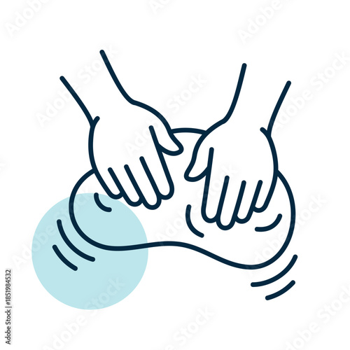 Hands Kneading Dough for Baking