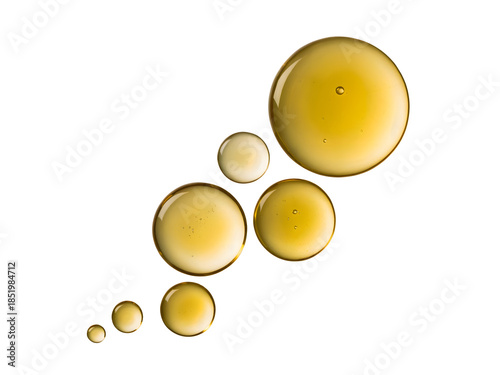 yellow oil droplets on transparent background