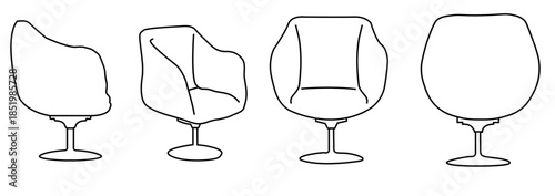 single resturent Chair front ,back ,side view vector design  for interior design element and graphic ressources