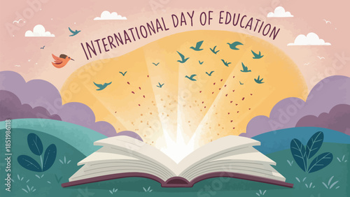 Exploding Book Symbolizing International Day of Education