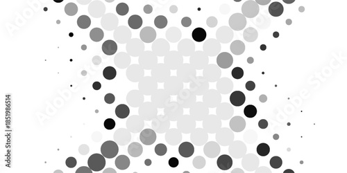 Modern Black halftone dots forming an X shape on white abstract modern art