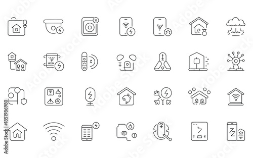Collection of smart home and technology icons